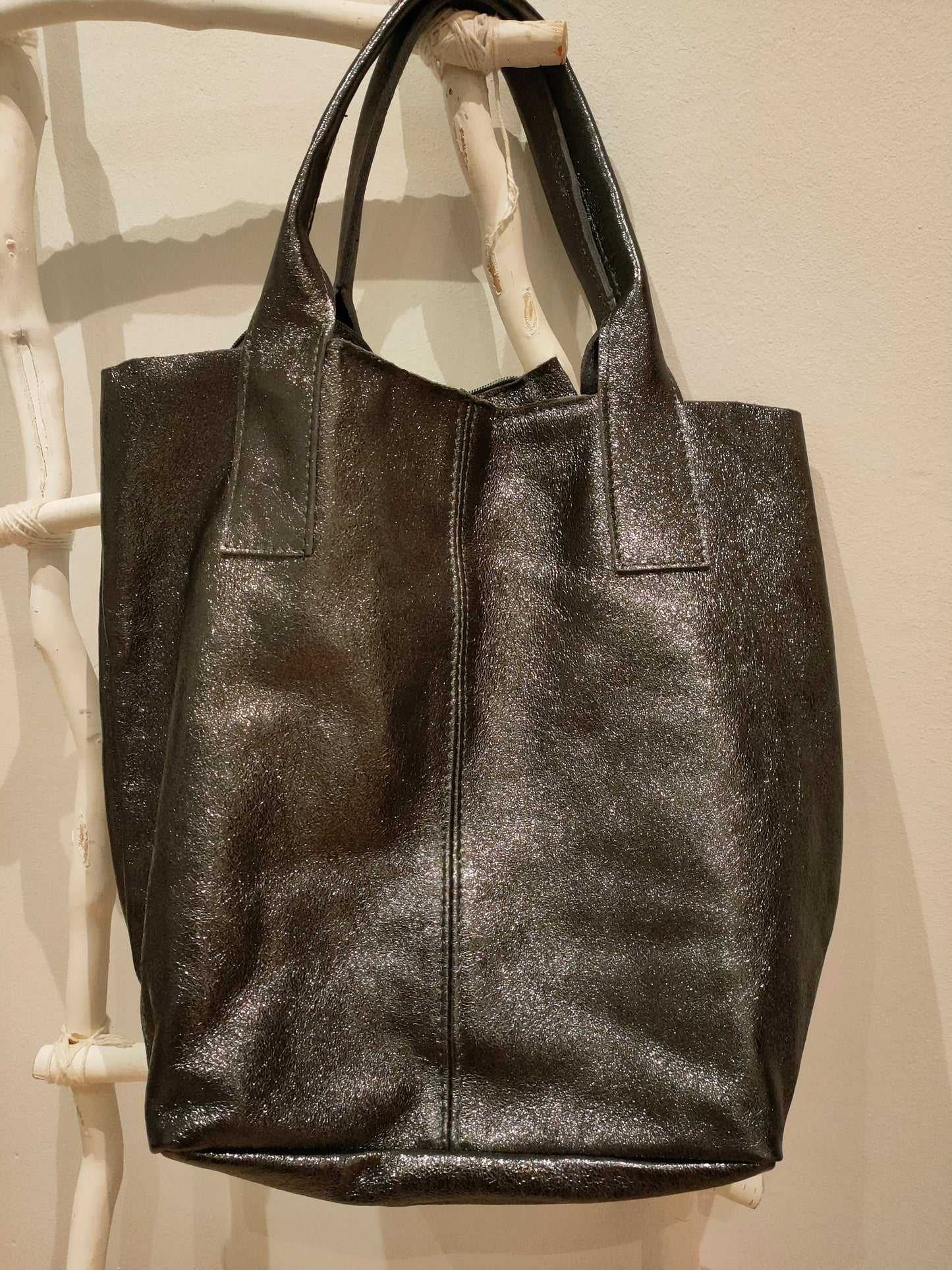 Bolso piel plata envejecida
