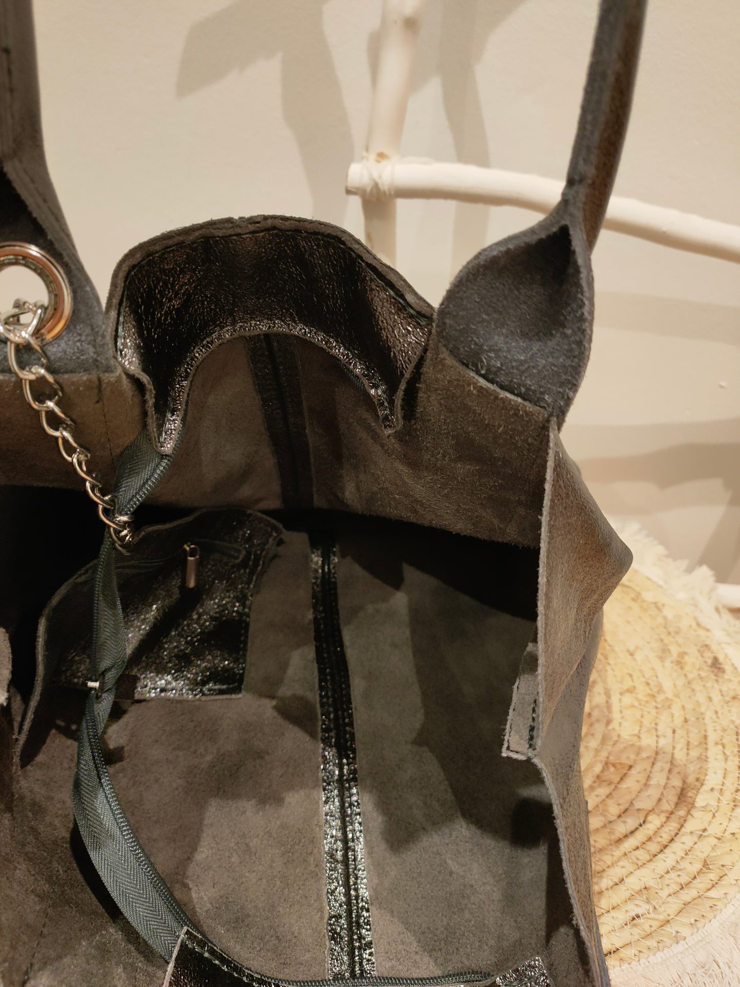 Bolso piel plata envejecida